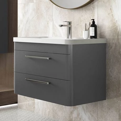 Hudson Reed Solar 800mm Wall Hung Cabinet & Basin - Cool Grey - SOL204 2 Hudson Reed Solar 800mm Wall Hung Cabinet & Basin - Cool Grey - SOL204 - Image 2