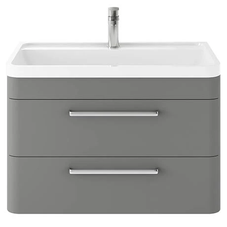 Hudson Reed Solar 800mm Wall Hung Cabinet & Basin - Cool Grey - SOL204 1 Hudson Reed Solar 800mm Wall Hung Cabinet & Basin - Cool Grey - SOL204