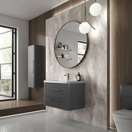 Hudson Reed Solar 800mm Wall Hung Cabinet & Basin - Cool Grey - SOL204 3 Hudson Reed Solar 800mm Wall Hung Cabinet & Basin - Cool Grey - SOL204 - Image 3