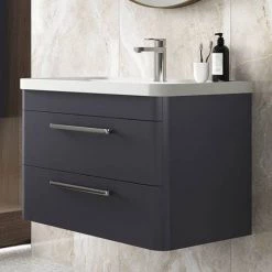 Hudson Reed Solar 800mm Wall Hung Cabinet & Basin - Indigo Blue - SOL304 -Vanity Units Sales Store SOL304 D2 460