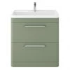 Hudson Reed Solar 800mm Floor Standing Cabinet & Basin - Matt Fern Green - SOL803