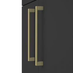 Arezzo 600 Matt Black Floor Standing Vanity Unit with Brushed Brass Handles -Vanity Units Sales Store Soft Black Brass Handles01 460