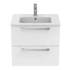 Ideal Standard Tempo 600mm Gloss White 2 Drawer Wall Hung Vanity Unit -Vanity Units Sales Store TEM60WHGW D3 460