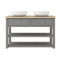 Trafalgar Countertop Basin Unit - Grey - 1240mm inc. 2 Round Basins 10 Trafalgar Countertop Basin Unit - Grey - 1240mm inc. 2 Round Basins -Vanity Units Sales Store TRF12WTGRY BAS D4 460