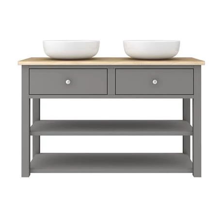 Trafalgar Countertop Basin Unit - Grey - 1240mm inc. 2 Round Basins 5 Trafalgar Countertop Basin Unit - Grey - 1240mm inc. 2 Round Basins - Image 5