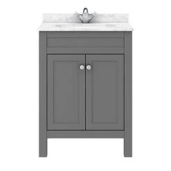 Trafalgar 610mm Grey Vanity Unit with White Marble Basin Top -Vanity Units Sales Store TRF6GRY MB n d1 460