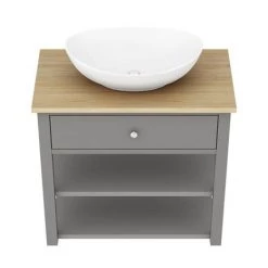 Trafalgar Countertop Basin Unit - Grey - 840mm with Oval Basin -Vanity Units Sales Store TRF8WTGRY BAS D3 460