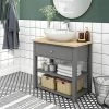 Trafalgar Countertop Basin Unit - Grey - 840mm with Oval Basin