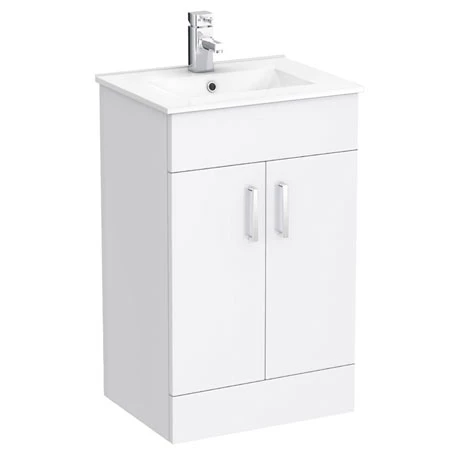 Toreno Small Vanity Sink With Cabinet - 500mm Modern High Gloss White 1 Toreno Small Vanity Sink With Cabinet - 500mm Modern High Gloss White