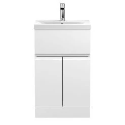 Hudson Reed Urban Satin White 500mm Floor Standing 2-Door/Drawer Vanity Unit - URB101A