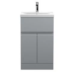 Hudson Reed Urban Satin Grey 500mm Floor Standing 2-Door/Drawer Vanity Unit - URB201A