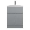 Hudson Reed Urban Satin Grey 600mm Floor Standing 2-Door/Drawer Vanity Unit - URB203A