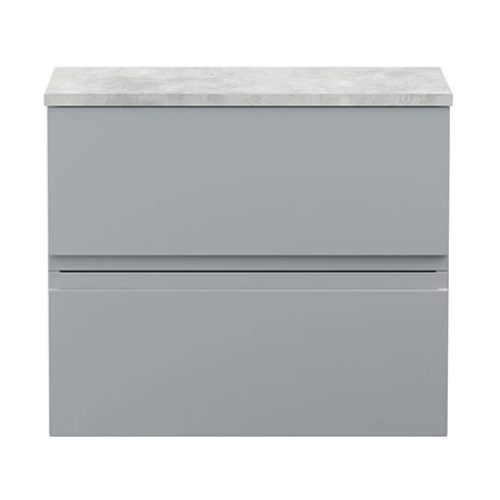 Hudson Reed Urban 600mm Satin Grey Vanity Unit - Wall Hung 2 Drawer Unit with Grey Worktop 1 Hudson Reed Urban 600mm Satin Grey Vanity Unit - Wall Hung 2 Drawer Unit with Grey Worktop