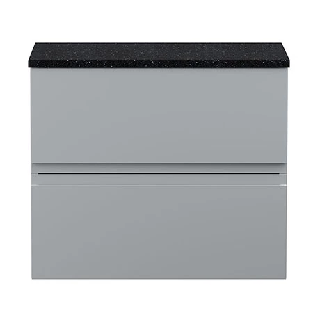 Hudson Reed Urban 600mm Satin Grey Vanity Unit - Wall Hung 2 Drawer Unit with Black Worktop 1 Hudson Reed Urban 600mm Satin Grey Vanity Unit - Wall Hung 2 Drawer Unit with Black Worktop