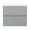 Hudson Reed Urban 600mm Satin Grey Vanity Unit - Wall Hung 2 Drawer Unit with White Worktop