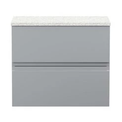 Hudson Reed Urban 600mm Satin Grey Vanity Unit - Wall Hung 2 Drawer Unit with White Worktop