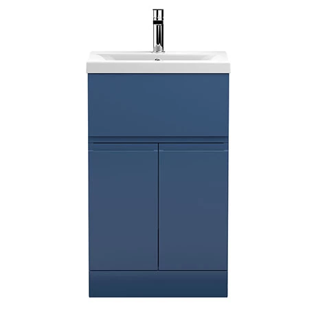 Hudson Reed Urban Satin Blue 500mm Floor Standing 2-Door/Drawer Vanity Unit - URB301A 1 Hudson Reed Urban Satin Blue 500mm Floor Standing 2-Door/Drawer Vanity Unit - URB301A