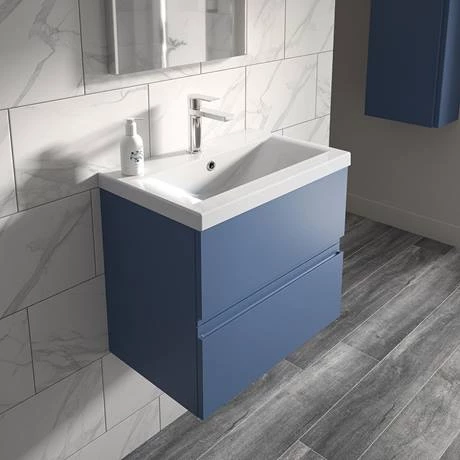 Hudson Reed Urban Satin Blue 500mm Wall Hung 2-Drawer Vanity Unit - URB302A 3 Hudson Reed Urban Satin Blue 500mm Wall Hung 2-Drawer Vanity Unit - URB302A - Image 3
