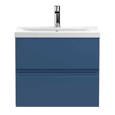 Hudson Reed Urban Satin Blue 600mm Wall Hung 2-Drawer Vanity Unit - URB304A 1 Hudson Reed Urban Satin Blue 600mm Wall Hung 2-Drawer Vanity Unit - URB304A