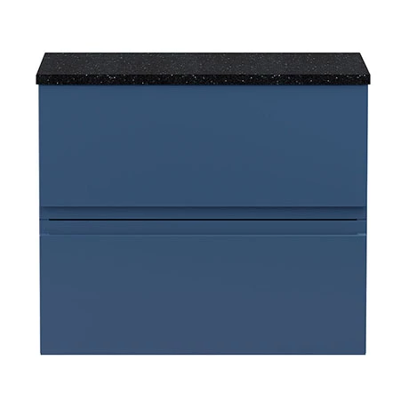 Hudson Reed Urban 600mm Satin Blue Vanity Unit - Wall Hung 2 Drawer Unit with Black Worktop 1 Hudson Reed Urban 600mm Satin Blue Vanity Unit - Wall Hung 2 Drawer Unit with Black Worktop