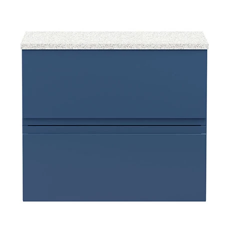 Hudson Reed Urban 600mm Satin Blue Vanity Unit - Wall Hung 2 Drawer Unit with White Worktop 1 Hudson Reed Urban 600mm Satin Blue Vanity Unit - Wall Hung 2 Drawer Unit with White Worktop