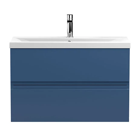 Hudson Reed Urban Satin Blue 800mm Wall Hung 2-Drawer Vanity Unit - URB306A 1 Hudson Reed Urban Satin Blue 800mm Wall Hung 2-Drawer Vanity Unit - URB306A