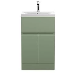 Hudson Reed Urban Satin Green 500mm Floor Standing 2-Door/Drawer Vanity Unit - URB801A