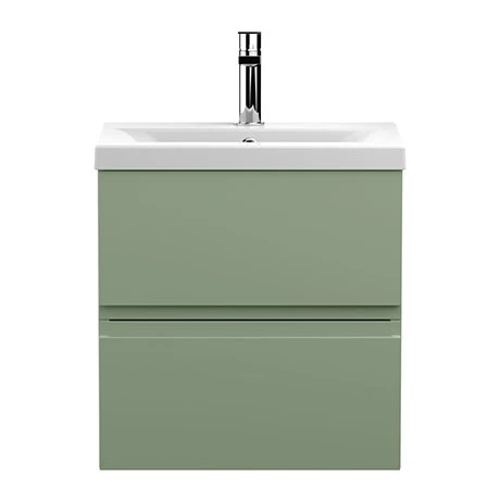 Hudson Reed Urban Satin Green 500mm Wall Hung 2-Drawer Vanity Unit - URB802A 1 Hudson Reed Urban Satin Green 500mm Wall Hung 2-Drawer Vanity Unit - URB802A