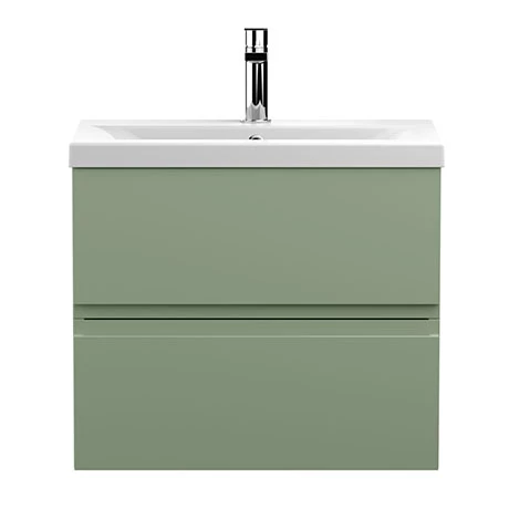 Hudson Reed Urban Satin Green 600mm Wall Hung 2-Drawer Vanity Unit - URB804A 1 Hudson Reed Urban Satin Green 600mm Wall Hung 2-Drawer Vanity Unit - URB804A