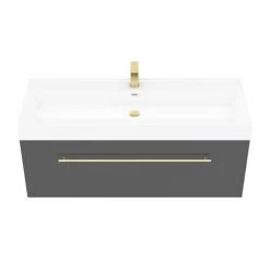 Valencia 1200 Gloss Grey Minimalist Wall Hung Vanity Unit with Brass Handle 5 Valencia 1200 Gloss Grey Minimalist Wall Hung Vanity Unit with Brass Handle -Vanity Units Sales Store V12GWHBB d2 460