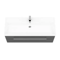 Valencia 1200 Gloss Grey Minimalist Wall Hung Vanity Unit with Chrome Handle -Vanity Units Sales Store V12GWHCH d2 460