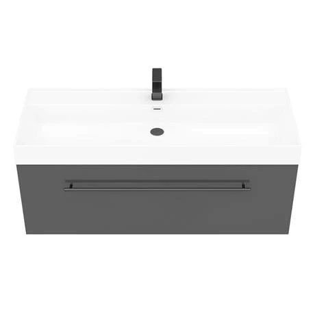 Valencia 1200 Gloss Grey Minimalist Wall Hung Vanity Unit with Matt Black Handle 4 Valencia 1200 Gloss Grey Minimalist Wall Hung Vanity Unit with Matt Black Handle - Image 4