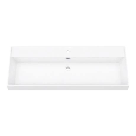 Valencia 1200 Gloss White Minimalist Wall Hung Vanity Unit with Brass Handle 4 Valencia 1200 Gloss White Minimalist Wall Hung Vanity Unit with Brass Handle - Image 4