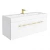 Valencia 1200 Gloss White Minimalist Wall Hung Vanity Unit with Brass Handle