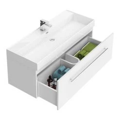 Valencia 1200 Gloss White Minimalist Wall Hung Vanity Unit with Chrome Handle 9 Valencia 1200 Gloss White Minimalist Wall Hung Vanity Unit with Chrome Handle -Vanity Units Sales Store V12WWHCH d4 460