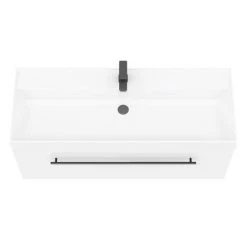 Valencia 1200 Gloss White Minimalist Wall Hung Vanity Unit with Matt Black Handle -Vanity Units Sales Store V12WWHMB d2 460