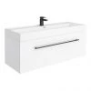 Valencia 1200 Gloss White Minimalist Wall Hung Vanity Unit with Matt Black Handle