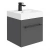 Valencia 450 Gloss Grey Minimalist Wall Hung Vanity Unit with Matt Black Handle