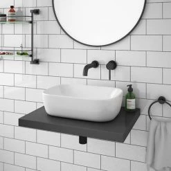 Venice Floating Basin Shelf (Gloss Grey - 600mm Wide) -Vanity Units Sales Store V6GGSLF d4 460