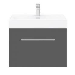 Valencia 600 Gloss Grey Minimalist Wall Hung Vanity Unit with Chrome Handle 11 Valencia 600 Gloss Grey Minimalist Wall Hung Vanity Unit with Chrome Handle -Vanity Units Sales Store V6GWHCH D5 460