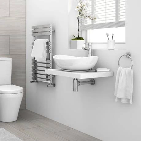 Venice Floating Basin Shelf (Gloss White - 600mm Wide) 2 Venice Floating Basin Shelf (Gloss White - 600mm Wide) - Image 2