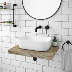 Venice Floating Basin Shelf (Light Oak - 600mm Wide) -Vanity Units Sales Store V6LKSLF d2 460