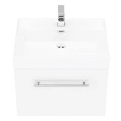 Valencia 600 Gloss White Minimalist Wall Hung Vanity Unit with Chrome Handle -Vanity Units Sales Store V6WWHCH d4 460