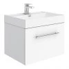 Valencia 600 Gloss White Minimalist Wall Hung Vanity Unit with Chrome Handle