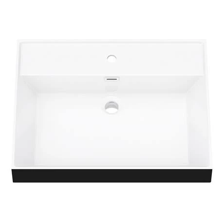 Valencia Wall Hung Vanity Unit - Gloss White - 600mm with Black Handle and Basin 2 Valencia Wall Hung Vanity Unit - Gloss White - 600mm with Black Handle and Basin - Image 2
