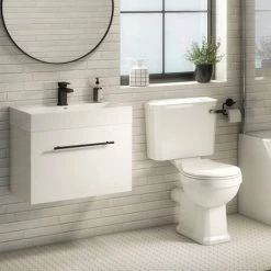 Valencia 600 Gloss White Minimalist Wall Hung Vanity Unit with Matt Black Handle 9 Valencia 600 Gloss White Minimalist Wall Hung Vanity Unit with Matt Black Handle -Vanity Units Sales Store V6WWHMB d3 460