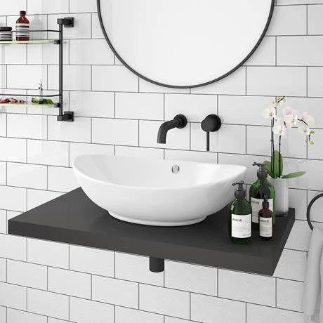 Venice Floating Basin Shelf (Gloss Grey - 800mm Wide) 2 Venice Floating Basin Shelf (Gloss Grey - 800mm Wide) - Image 2
