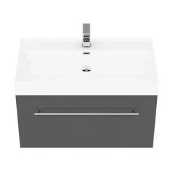 Valencia 800 Gloss Grey Minimalist Wall Hung Vanity Unit with Chrome Handle -Vanity Units Sales Store V8GWHCH d2 460