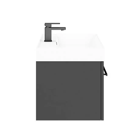 Valencia 800 Gloss Grey Minimalist Wall Hung Vanity Unit with Matt Black Handle 4 Valencia 800 Gloss Grey Minimalist Wall Hung Vanity Unit with Matt Black Handle - Image 4
