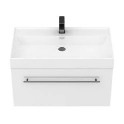 Valencia 800 Gloss White Minimalist Wall Hung Vanity Unit with Matt Black Handle -Vanity Units Sales Store V8WWHMB d3 460